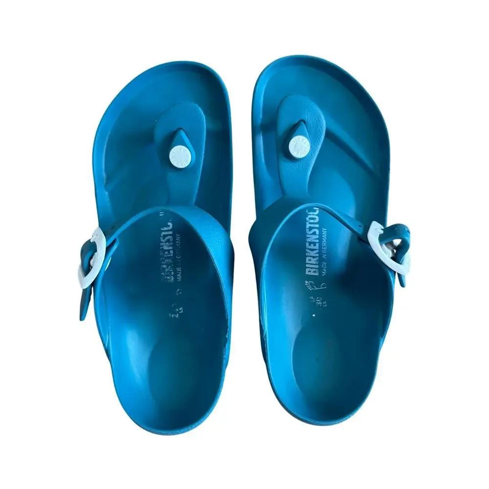 Birkenstock Gizeh EVA Sandals Teal Blue Thong Flip Flop Waterproof Girls Size 12